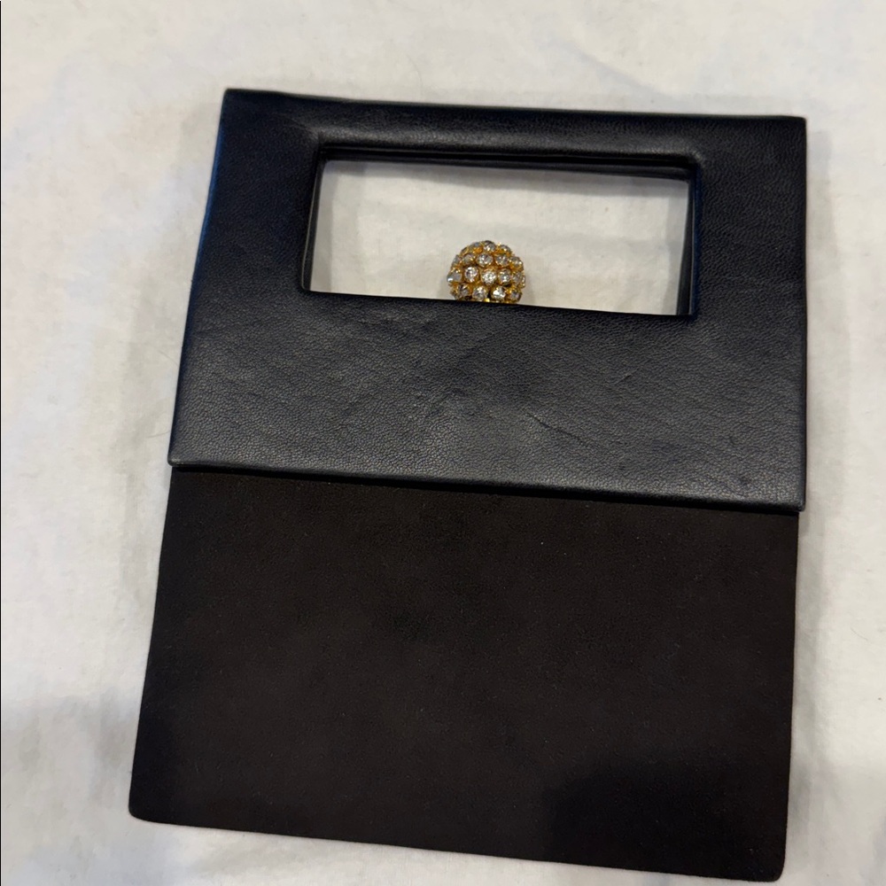 Black Leather Clutch with Gold Accent,approx,8”x 6”vintage.